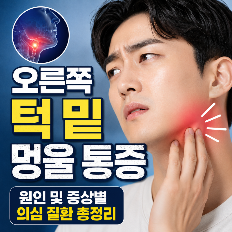 오른쪽 턱 밑 멍울 통증 원인 및 증상별 의심 질환 확실하게 정리해드리겠습니다