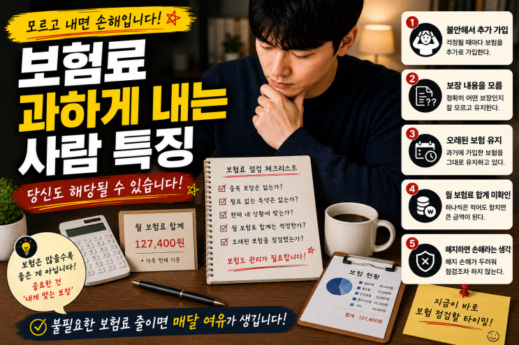  보험료 과하게 내는 사람 특징, 모르고 계속 빠져나가는 경우 많습니다
