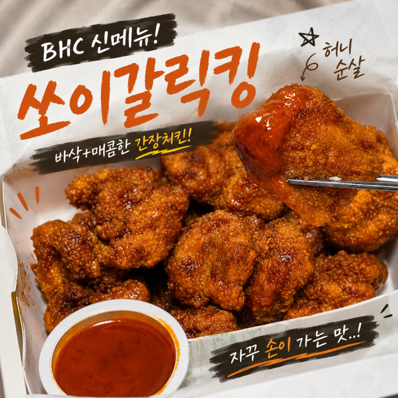 BHC치킨메뉴 추천 쏘이갈릭킹 후기 가격 칼로리, 바삭하고 자극적인 간장치킨