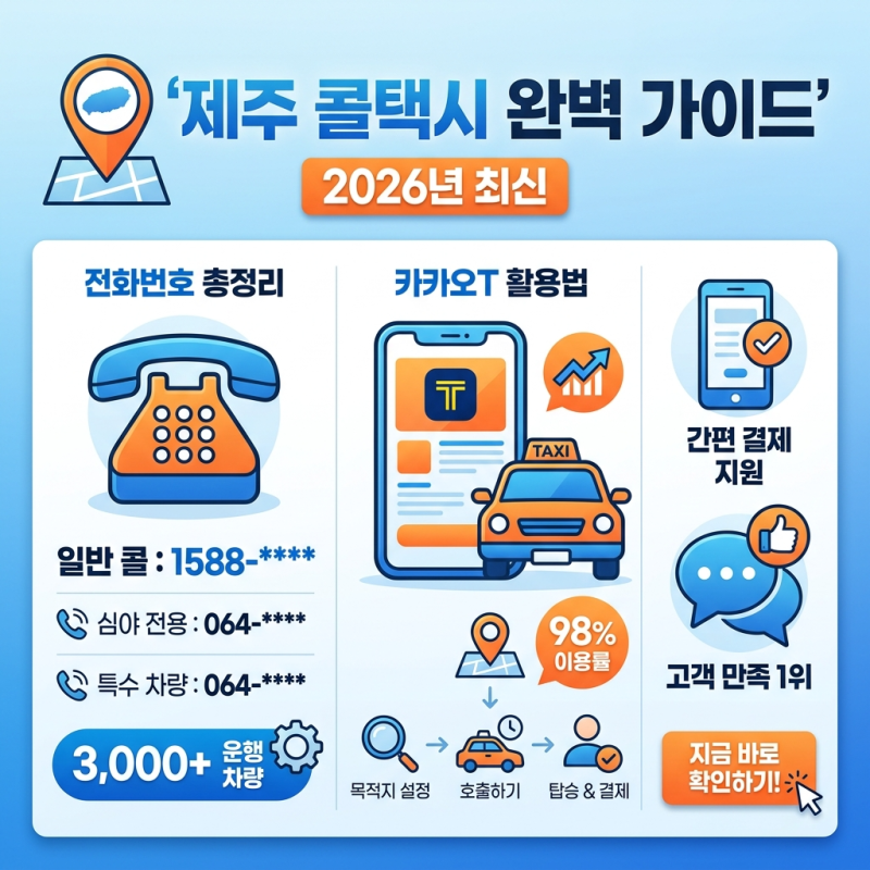 제주 콜택시 호출방법 총정리 (제주시·서귀포·공항 전화번호, 카카오T 앱 이용법, 요금 안내....
