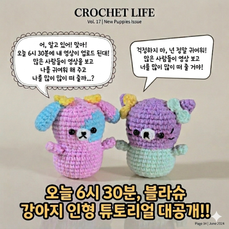  [튜토리얼 업로드 완료] 초보도 뜨기 쉬운 코바늘 강아지 인형 블라슈