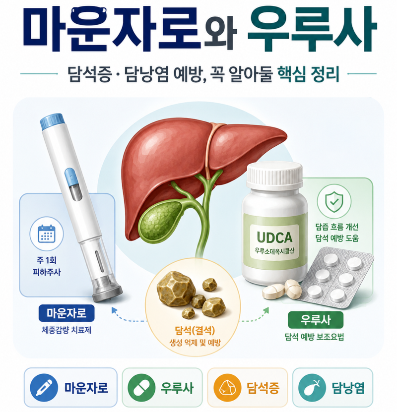 마운자로 맞는 중에 우루사 복용하면, 담낭염, 담석증 예방에 도움이 될까요?