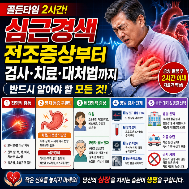 급성 심근경색 전조증상 명치 통증과 체함 증상 구별법 및 필수 검사 병원 안내