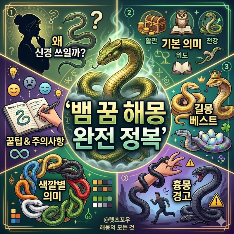 뱀 꿈 꿨는데 좋은 꿈일까 나쁜 꿈일까? 상황별 해몽 완벽 정리