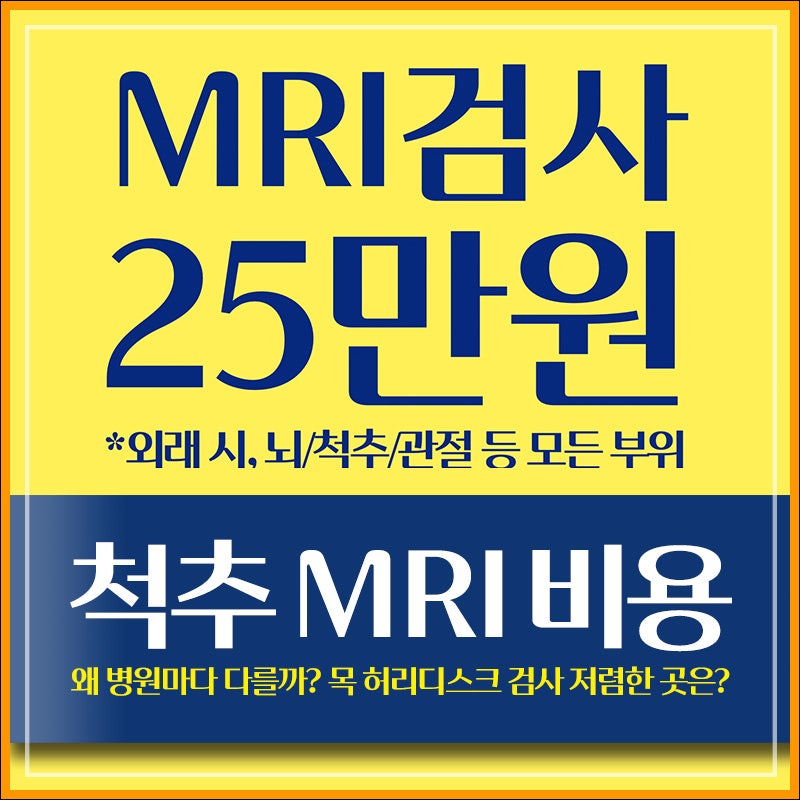 척추 MRI 비용 왜 병원마다 다를까? 목 허리디스크 검사 저렴한 곳은?