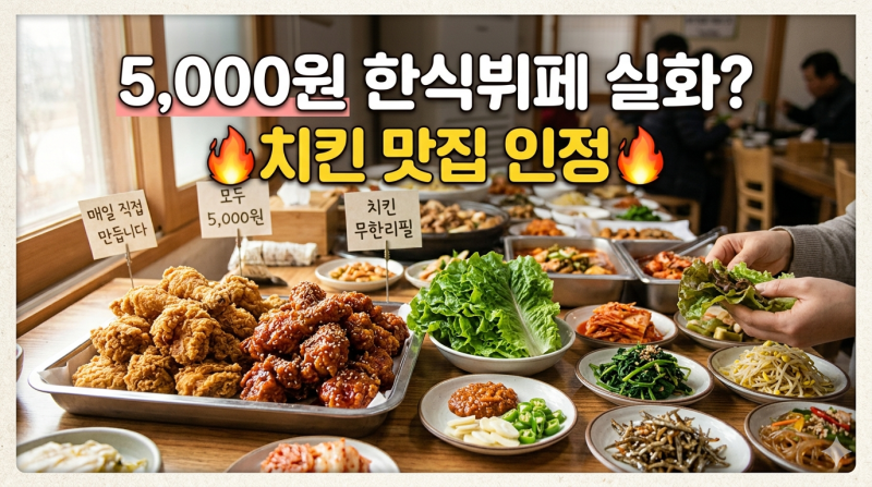 구미 산동 가성비 끝판왕｜5,000원 한식뷔페 아궁이뷔페 솔직후기
