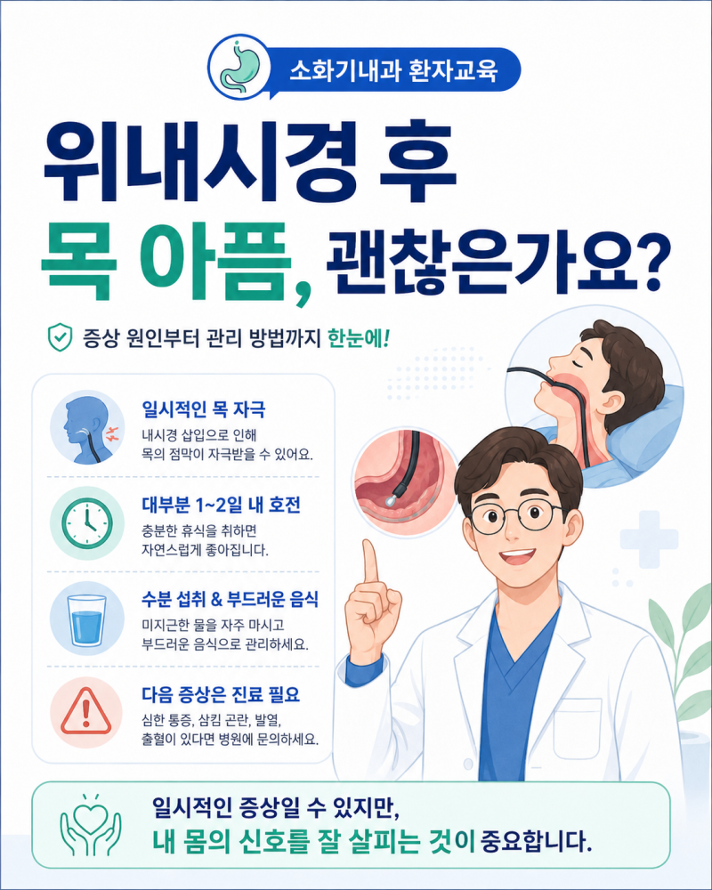 위내시경 후 목 아픔, 괜찮은가요?