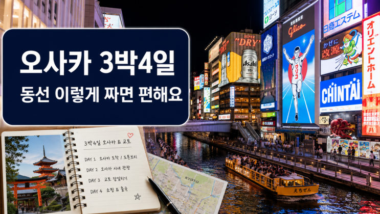  오사카 여행 3박4일 코스 난바·교토 동선 팁