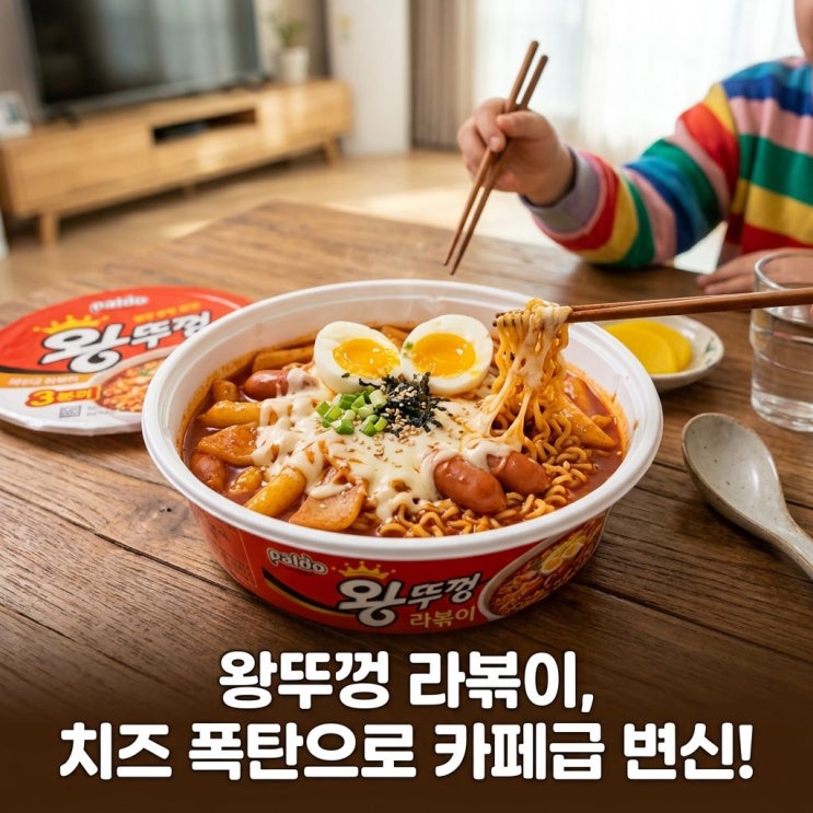  왕뚜껑 라볶이로 맛의 레벨업: 3시간 만에 집에서 카페급 퀄리티로!