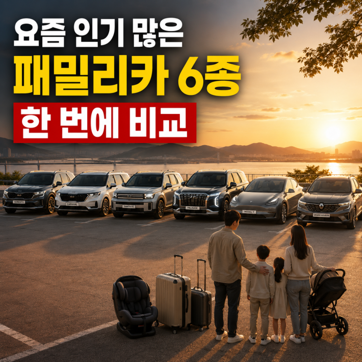  요즘 인기 많은 패밀리카 6종 가족, 인승 기준 비교