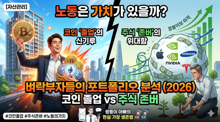  [자산관리] "노동은 정말 가치가 있을까?" 코인 졸업 vs 주식 존버, 2026년 벼락부자들의 포트폴리오 분석