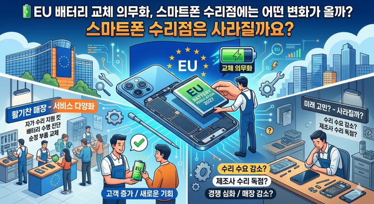  EU 배터리 교체 의무화, 스마트폰 수리점에는 어떤 변화가 올까? 스마트폰 수리점은 사라질까요?