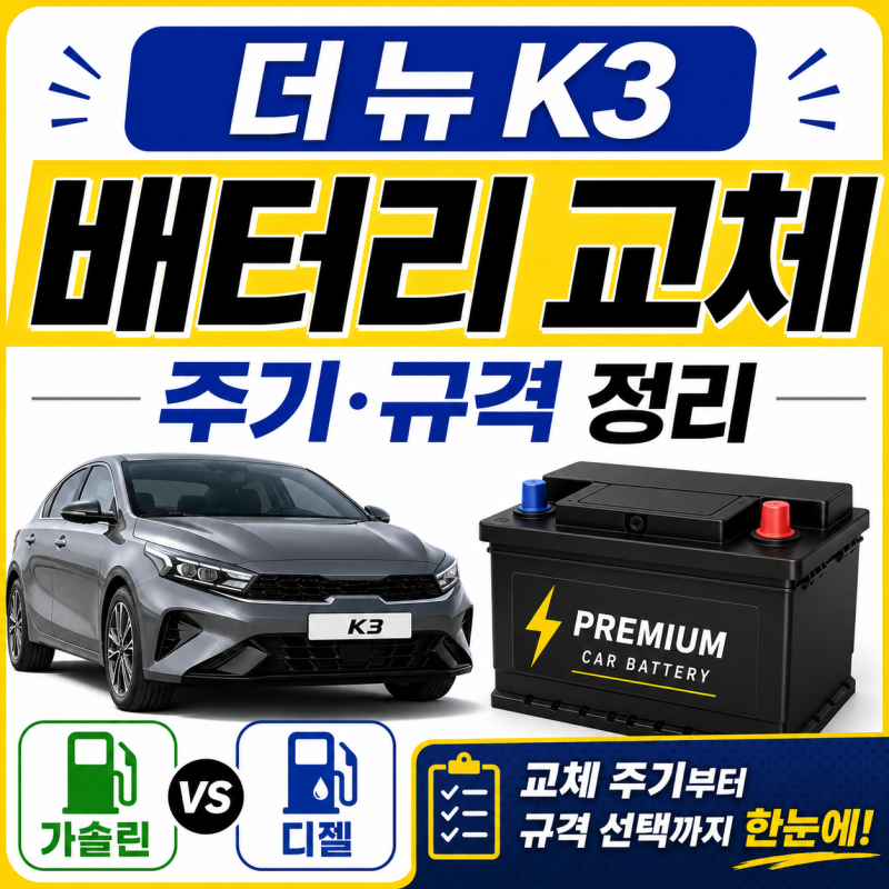 더 뉴 K3 배터리 교체 주기와 규격, 가솔린·디젤 차이까지 정리