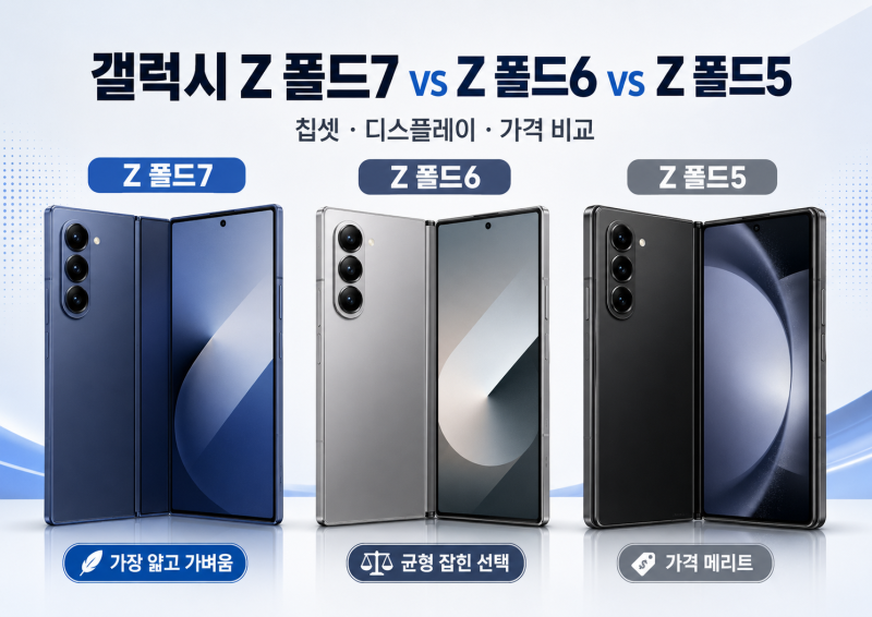 갤럭시 Z 폴드7·폴드6·폴드5 차이 정리: 성능보다 중요한 건 두께와 무게