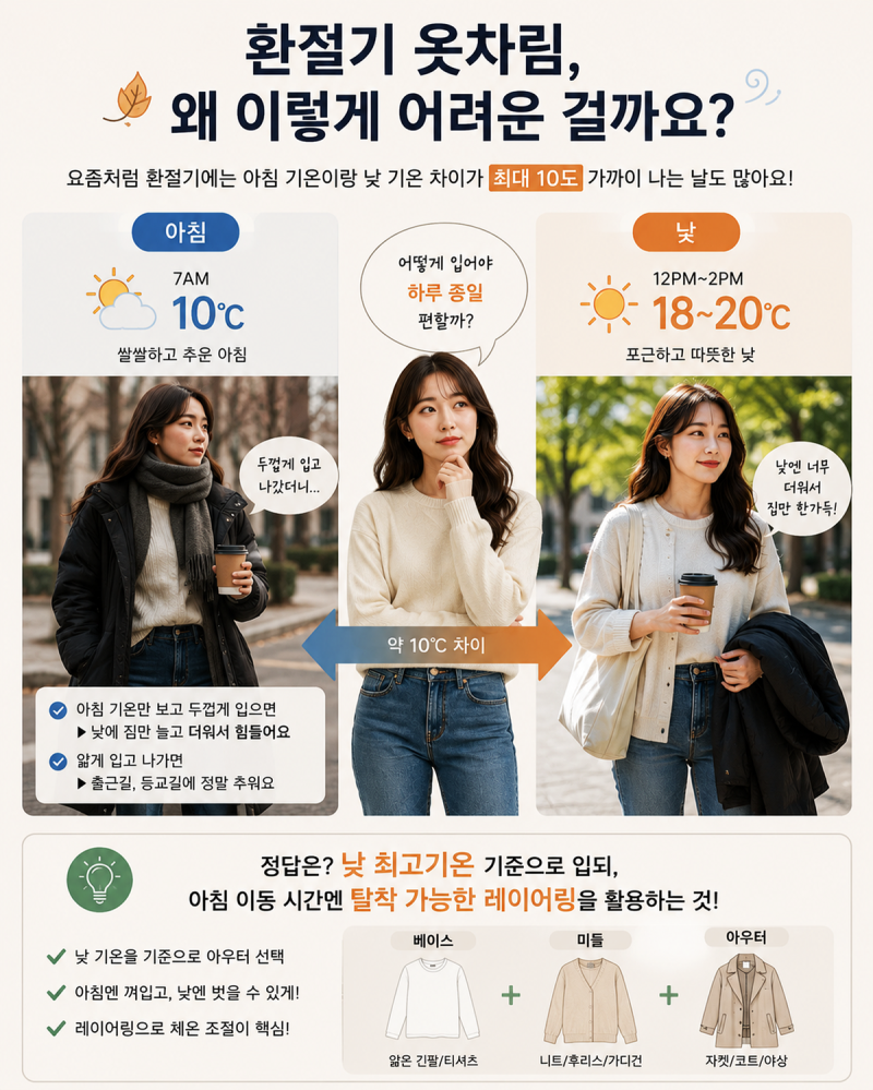 오늘 날씨 뭐입지? 고민된다면, 10도 12도 15도 20도 실패 없는 온도별 기온별 옷차림