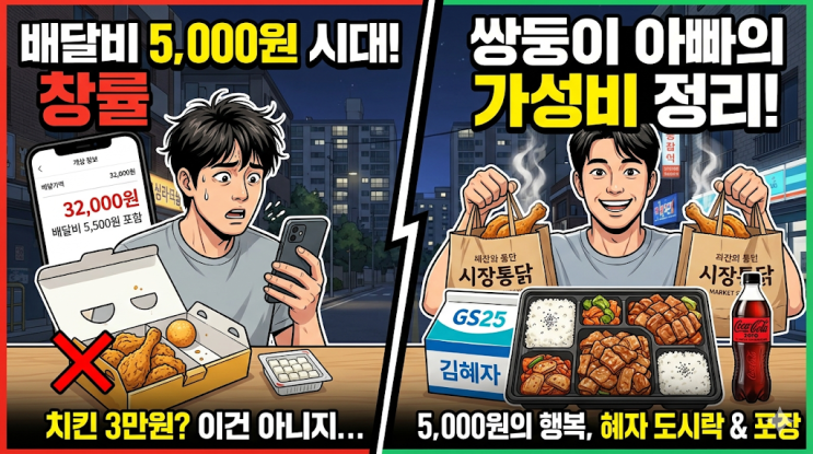  배달비 5천원 시대, 치킨 3만원? 쌍둥이 아빠가 정리한 혜자 vs 창렬 브랜드 팩트폭행