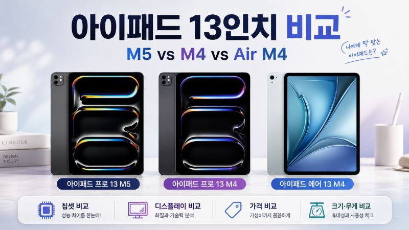 아이패드 프로 13 M5 vs M4 vs 아이패드 에어 13 M4 비교, 지금 사면 뭐가 좋을까?