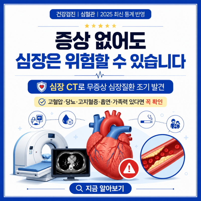 가슴통증 없어도 위험? 심장 CT 검사로 관상동맥 협착 조기 발견하는 법