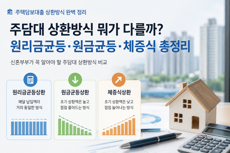 주담대 상환방식 뭐가 다를까? 원리금균등·원금균등·체증식 총정리