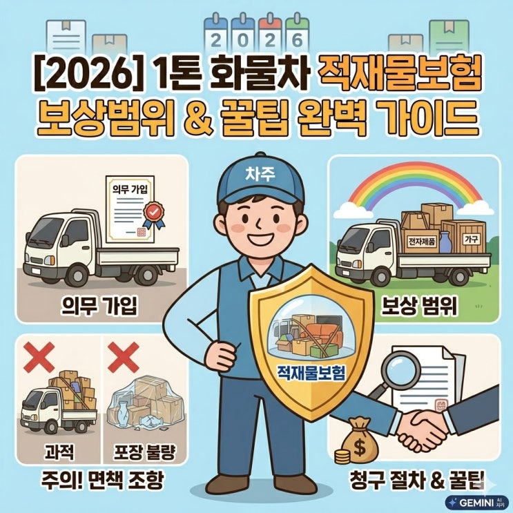  2026년 1톤 화물차 적재물보험 보상범위 및 의무가입 총정리 (포터, 봉고)