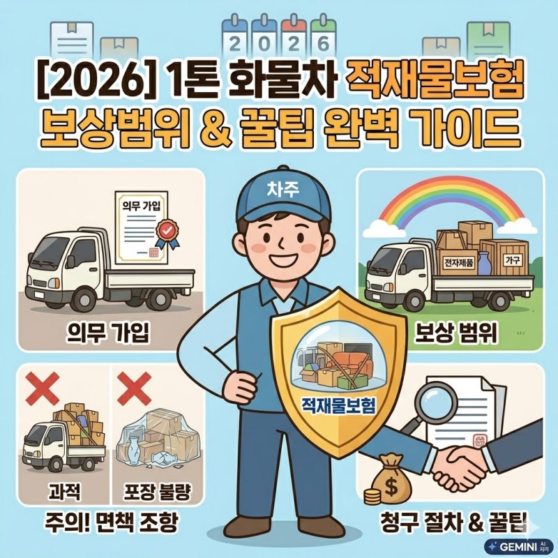 2026년 1톤 화물차 적재물보험 보상범위 및 의무가입 총정리 (포터, 봉고)