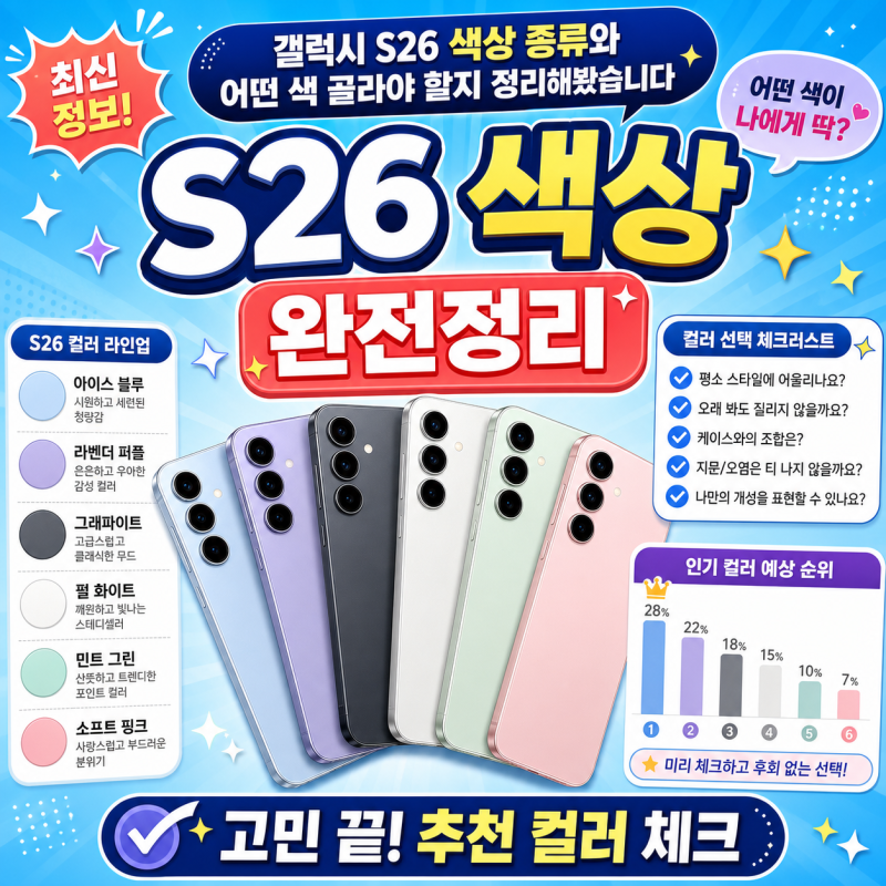 갤럭시 S26 색상 종류와 어떤 색 골라야 할지 정리해봤습니다