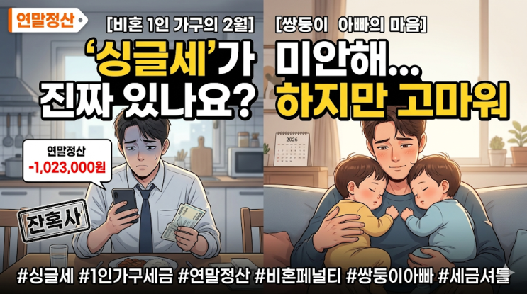  [연말정산] "이게 말로만 듣던 싱글세인가?" 비혼 1인 가구의 2월 잔혹사와 쌍둥이 아빠의 미안한 마음