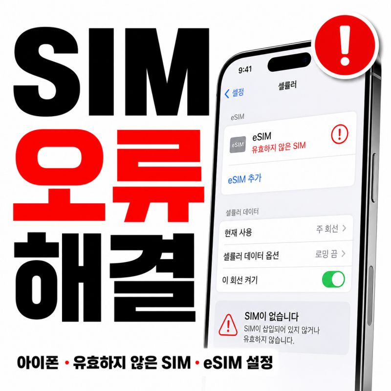 아이폰 SIM 없음 오류 유효하지 않은 SIM과 eSIM 설정 해결 방법