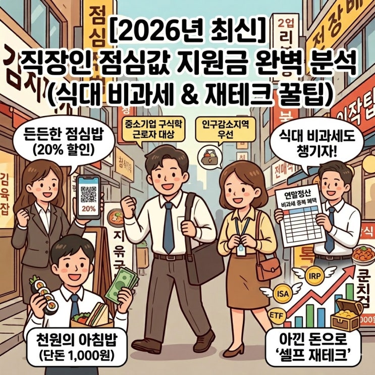  [2026년 최신] 직장인 점심값 지원금 '든든한 한끼' 신청 방법 및 식대 비과세 총정리