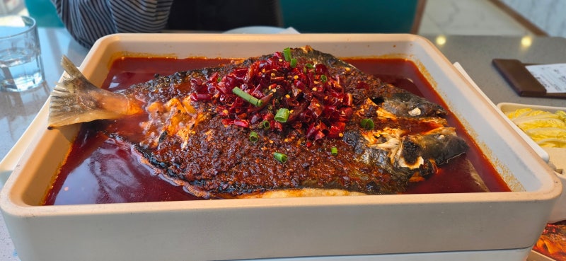 홍대 이색 맛집, 처음 먹어본 중국식 마라생선찜 반티엔야오 카오위 홍대점