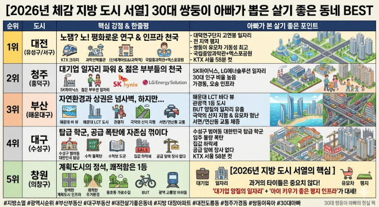  [지방 광역시 현실 서열] 부산 제2도시 뺏겼다? 30대 쌍둥이 아빠가 본 살기 좋은 동네 1위