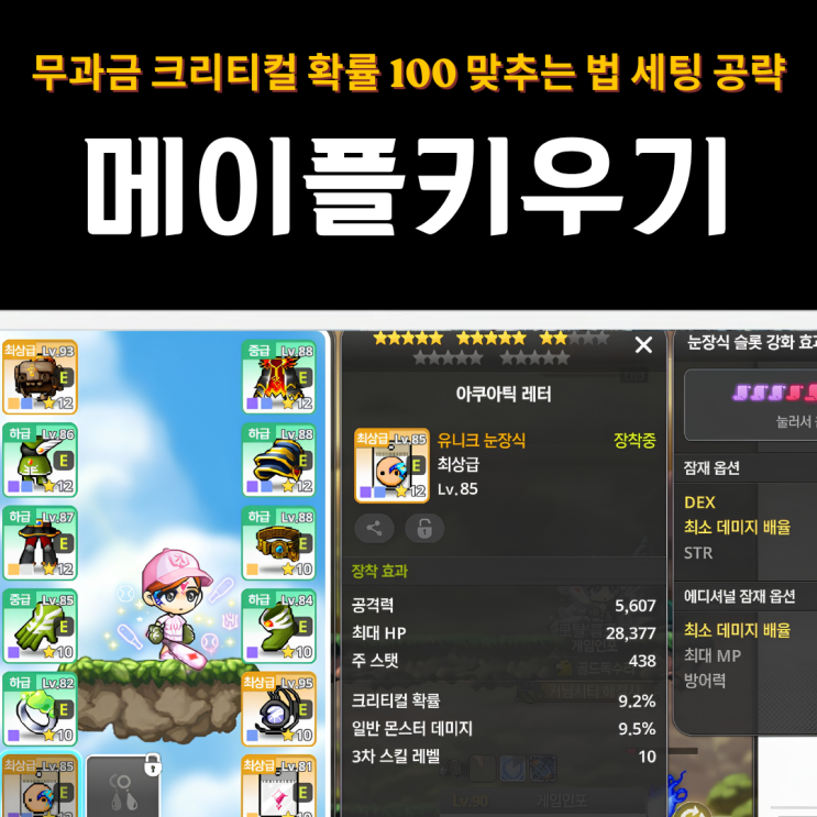  메이플키우기 크리티컬 확률 100 맞추는 법 | 무과금 크확 영끌 세팅 공략