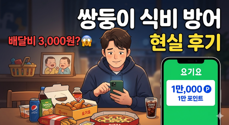  배달비 3천원 시대? 요기요 1만 포인트로 쌍둥이 식비 방어한 현실 후기
