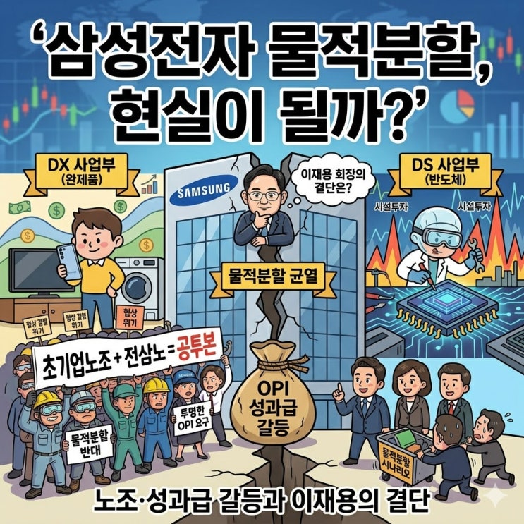  삼성전자 물적분할 현실화될까? 공투본 출범과 OPI 성과급 갈등 총정리 (2026 최신 전망)