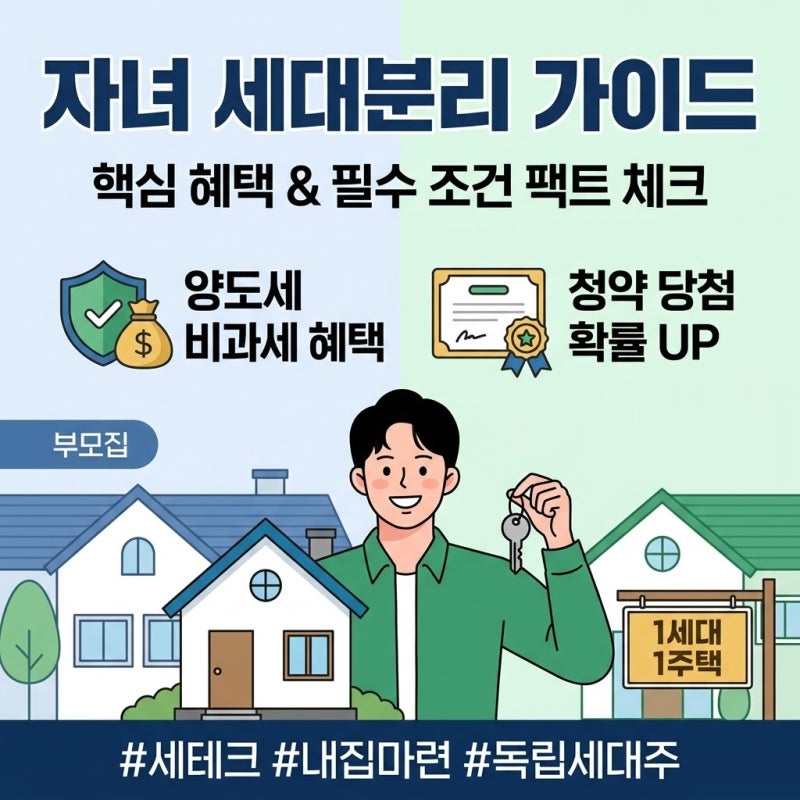 자녀 세대분리는 왜 하는 걸까? 세대주 분리 조건 방법 알아두고 써먹기