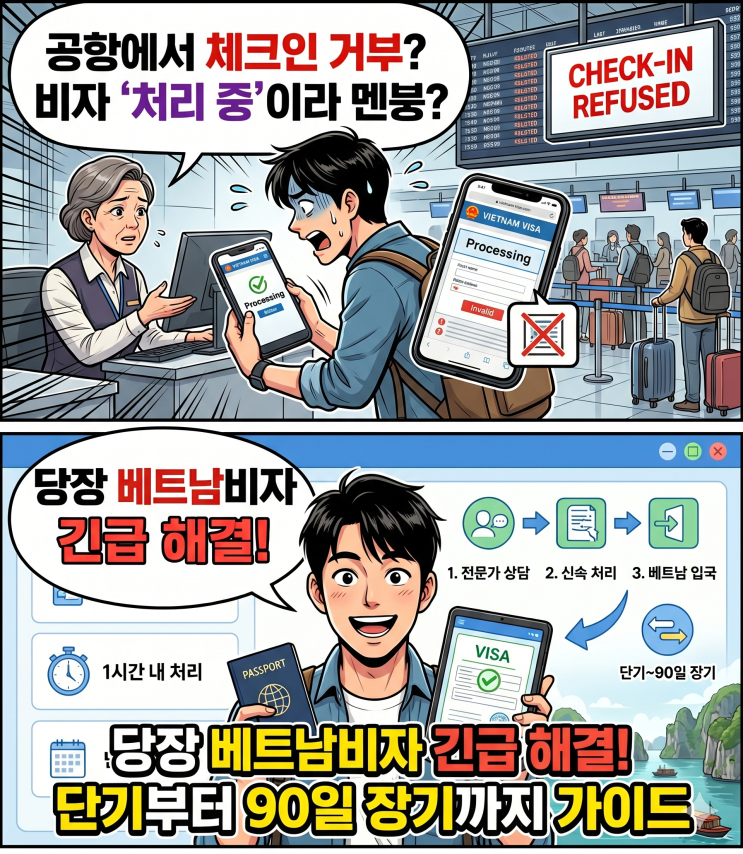  베트남 비자 당장 내일 출국 빠른 해결 방법 가이드 (단기 여행, 90일 체류)