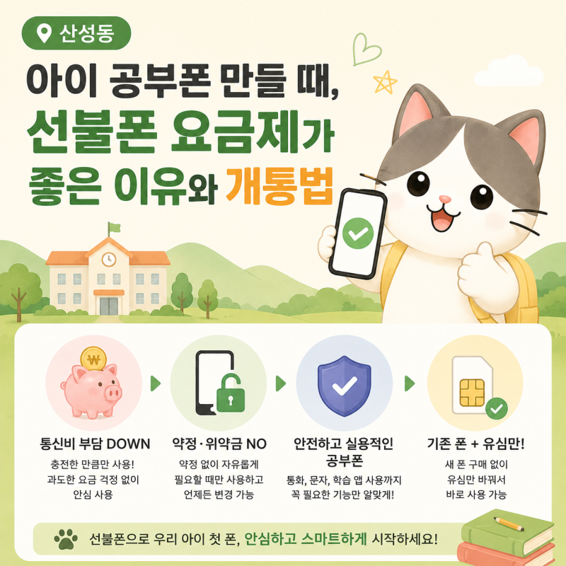 산성동 아이 공부폰 만들 때 선불폰 요금제가 좋은 이유와 개통법