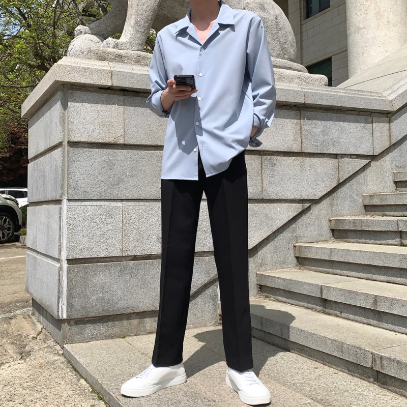남자 오픈카라 셔츠 코디 심플하고 세련된 디자인