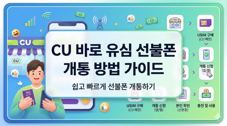  CU 바로유심 선불폰 개통 방법 가이드