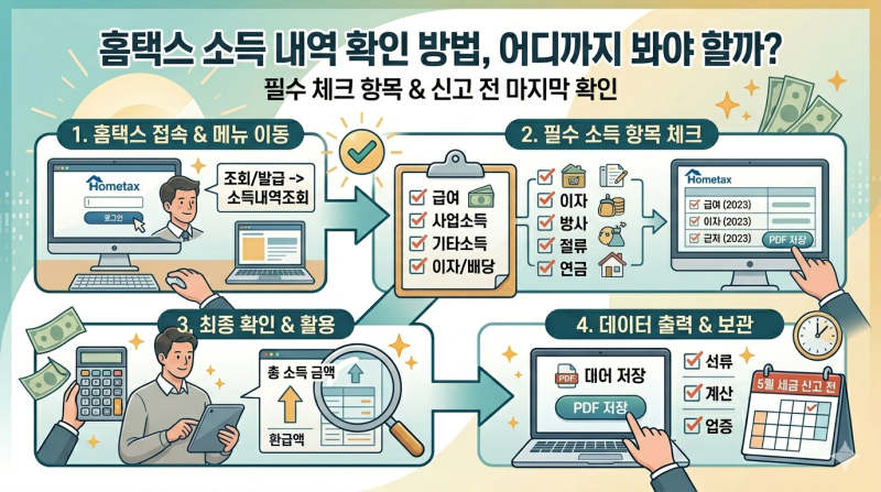 홈택스에서 소득 내역 확인하는 방법, 어디까지 봐야 할까?