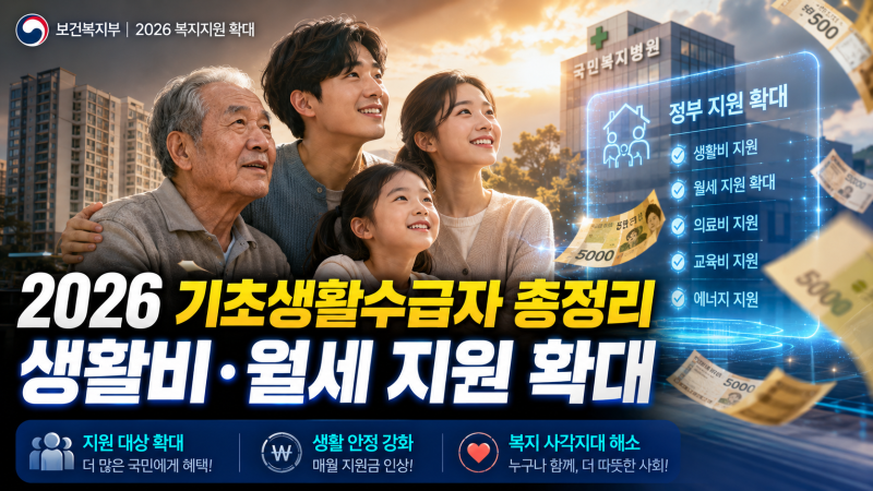 “매달 생활비·월세 지원받는다?” 2026년 기초생활수급자 조건 총정리 - 생계급여,의료급여,....