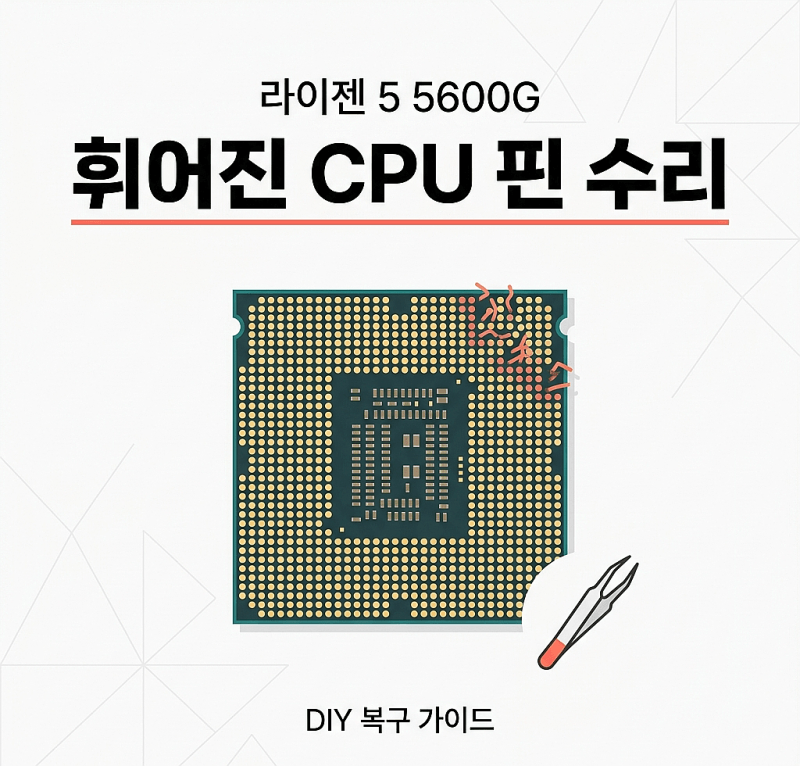AMD 라이젠 5 5600G CPU 휘어져 구부러진 핀들 수리