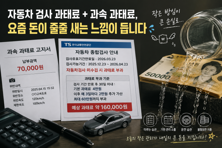  자동차 검사 과태료 + 과속 과태료, 요즘 돈이 줄줄 새는 느낌이 듭니다