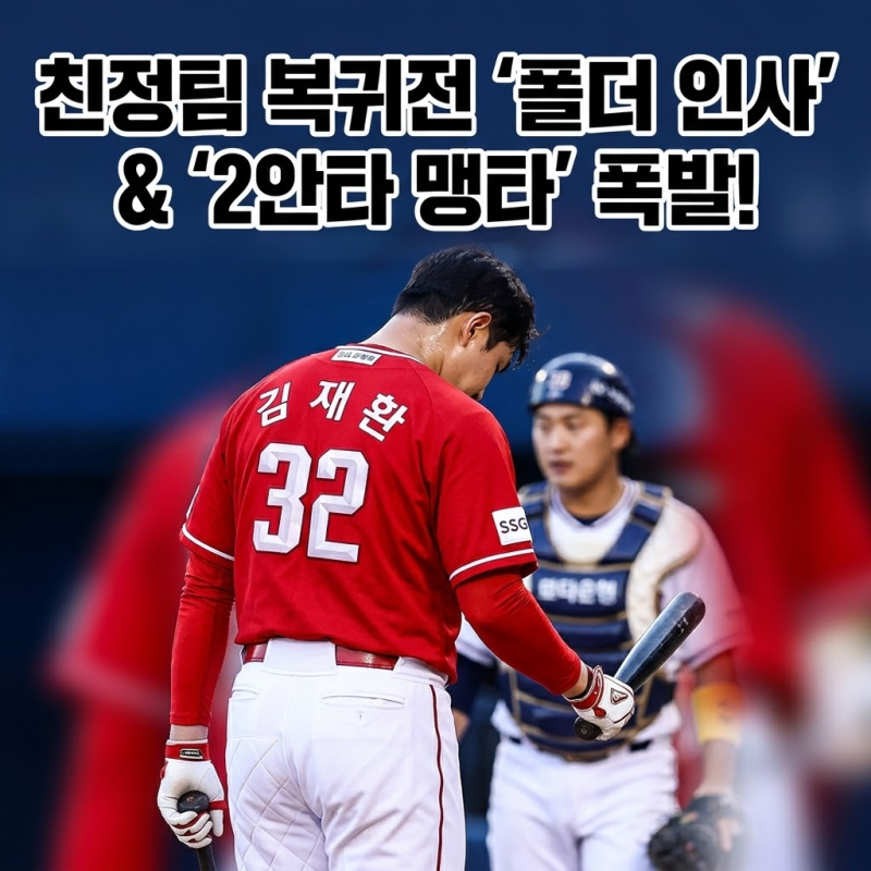 “친정팀 향해 90도 폴더 인사…” SSG 김재환, 잠실 복귀하자마자 터진 ‘2안타’ 맹타