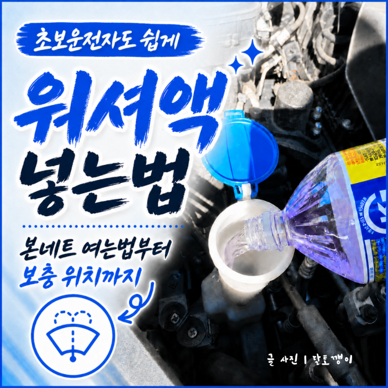 워셔액 넣는법, 본네트 여는법부터 보충 위치까지 초보운전 가이드 | 달토깽이