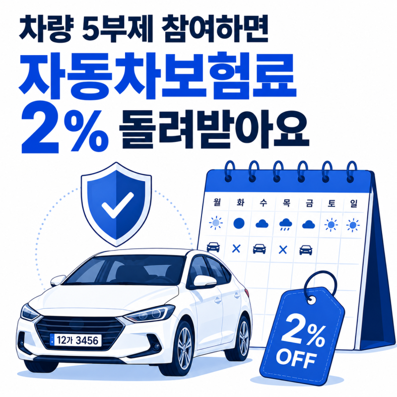 차량 5부제 참여하면 자동차보험료 2% 환급, 내 차 해당되는지 먼저 확인해보세요