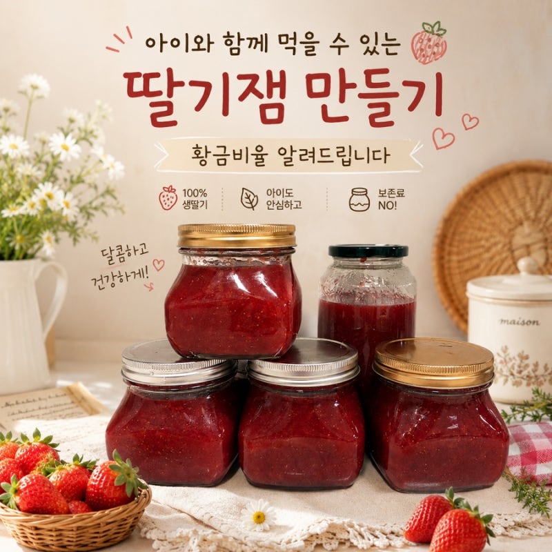아이와 함께 먹을수 있는 딸기잼 만드는방법 황금비율 알려드립니다 .