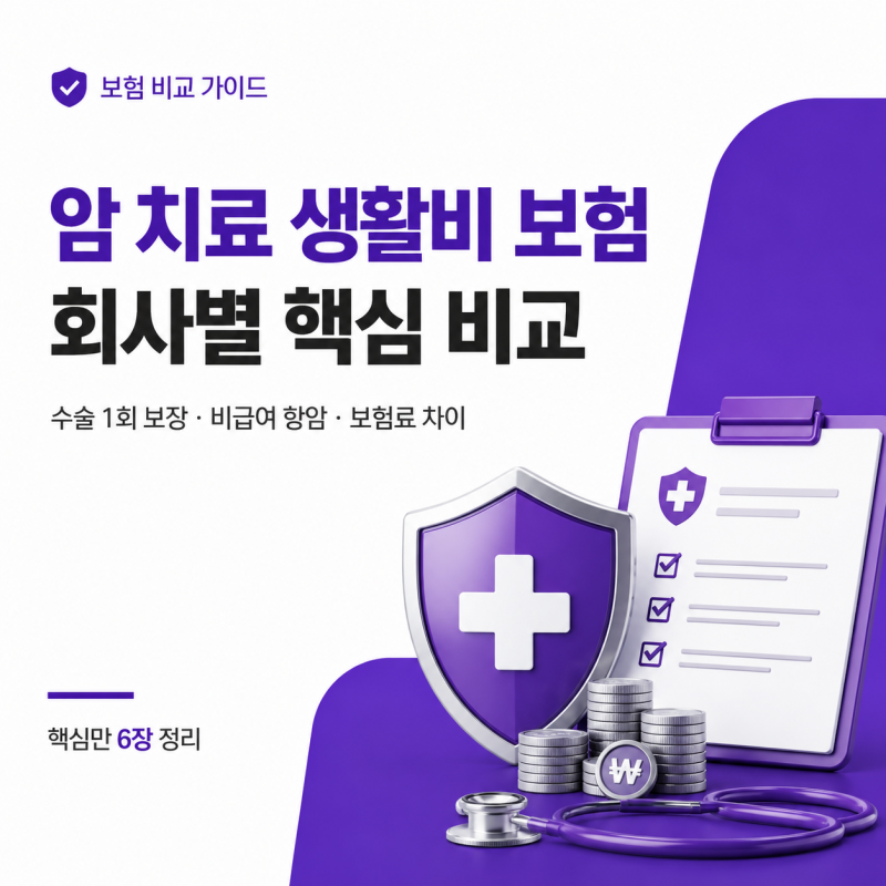 암주요치료생활비 vs 암주요치료비 차이점 | 50세 보험료 회사별 비교