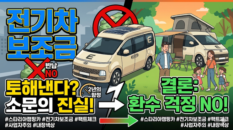  스타리아 EV 전기차 캠핑카 개조, 보조금 토해낸다는 소문의 진짜 결말