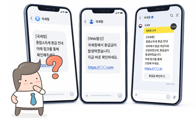 국세청 카톡을 받았나요?... 2026 종합소득세 및 환급금 조회 사칭 피싱·스미싱 주의하세요!